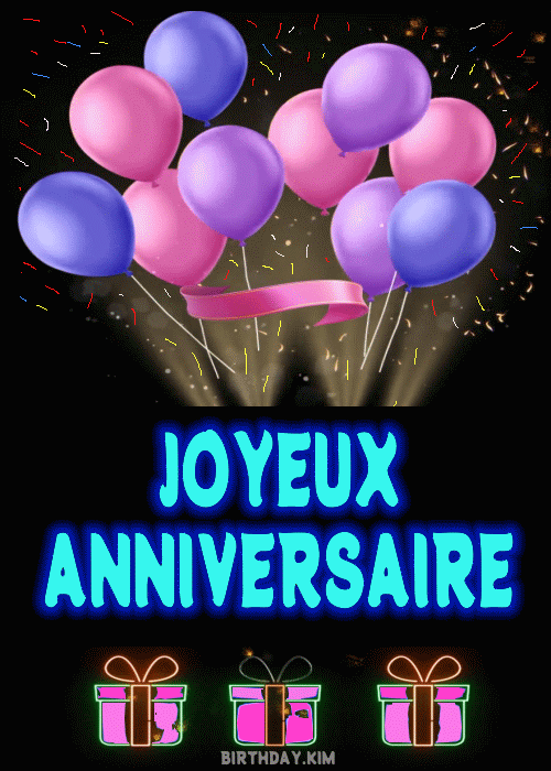 gif de voeux d'anniversaire, ballons
